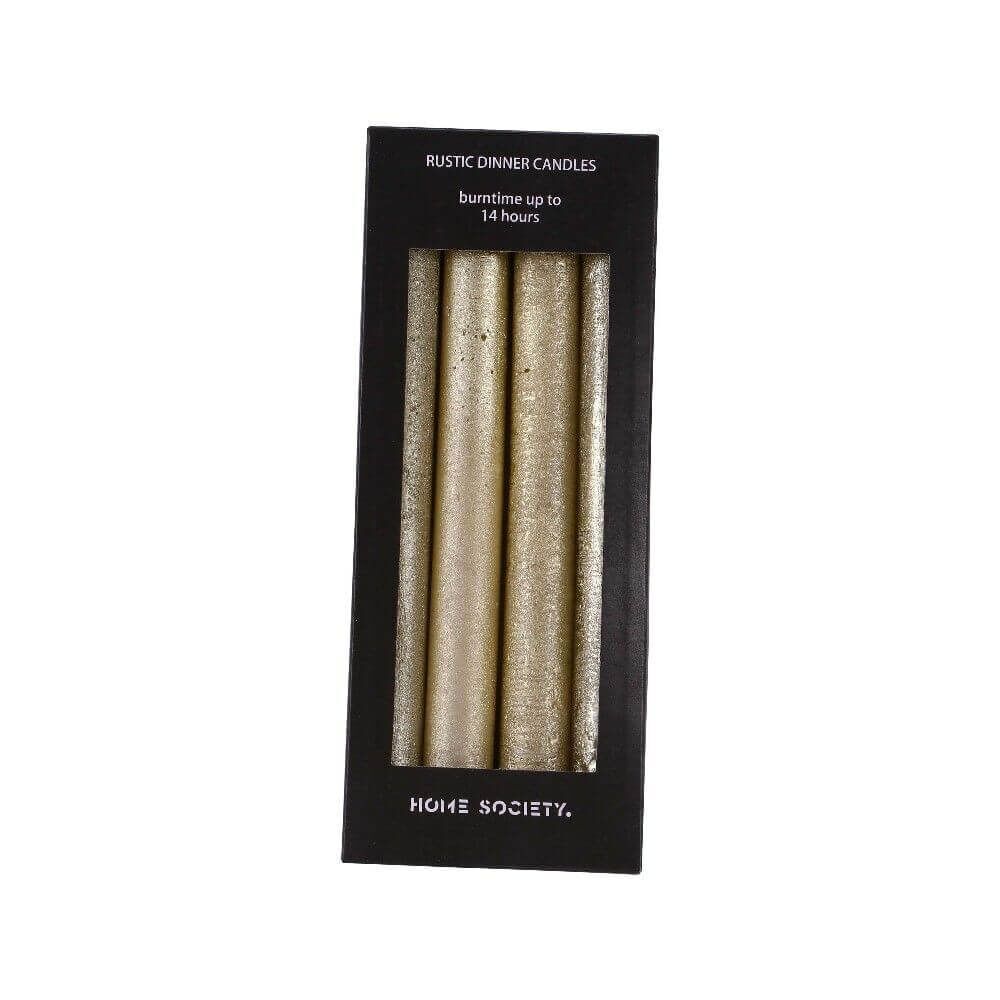 WYHNHS_I Rustic Dinner Candle L gold 4 Stück