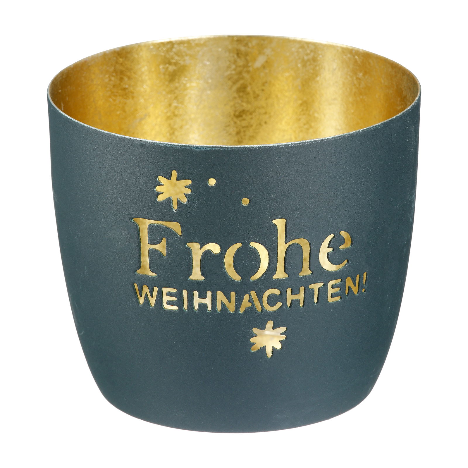 Windlicht Frohe Weihnachten Metall grün 9cm