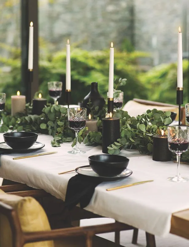 Pillar-Candles-sandstoe-forest-black-Taper-Candles-festive-dining-small-1