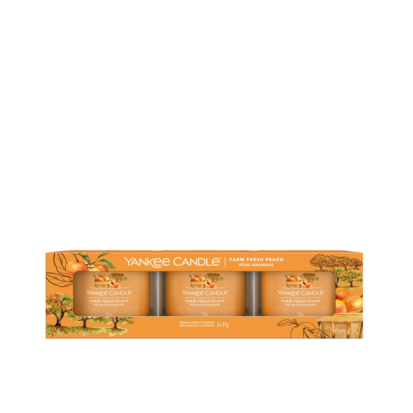 Farm Fresh Peach 37g Glasvotivkerze 3er Pack
