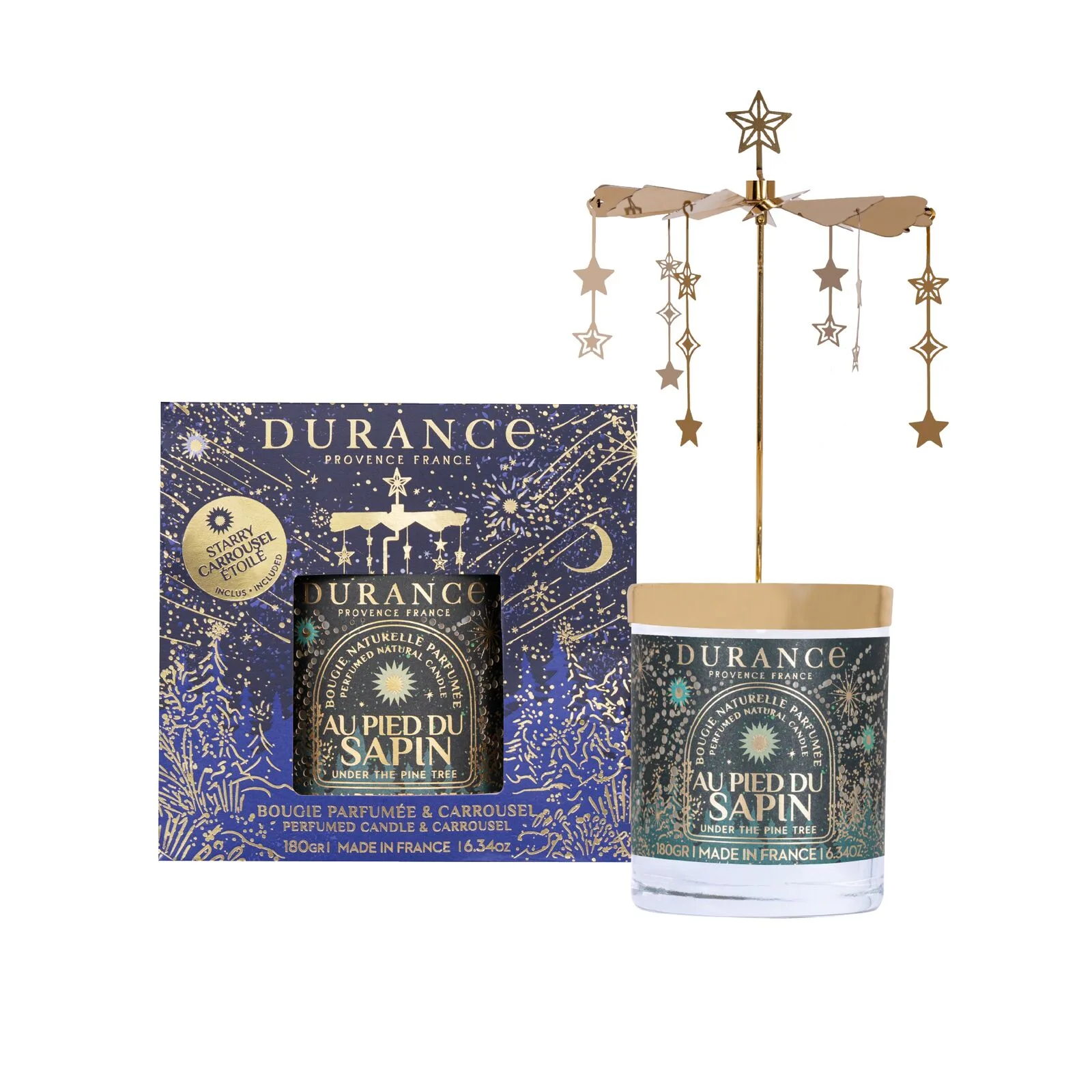 Am Tannenbaum - Set mit Karussel und Duftkerze 180g Kreuz, Symbol