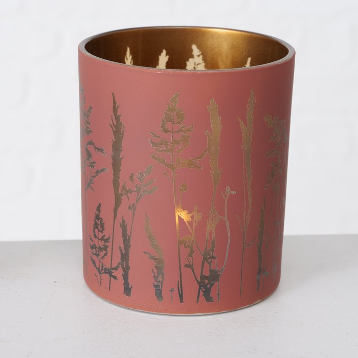 Windlicht Gräser 10cm rot