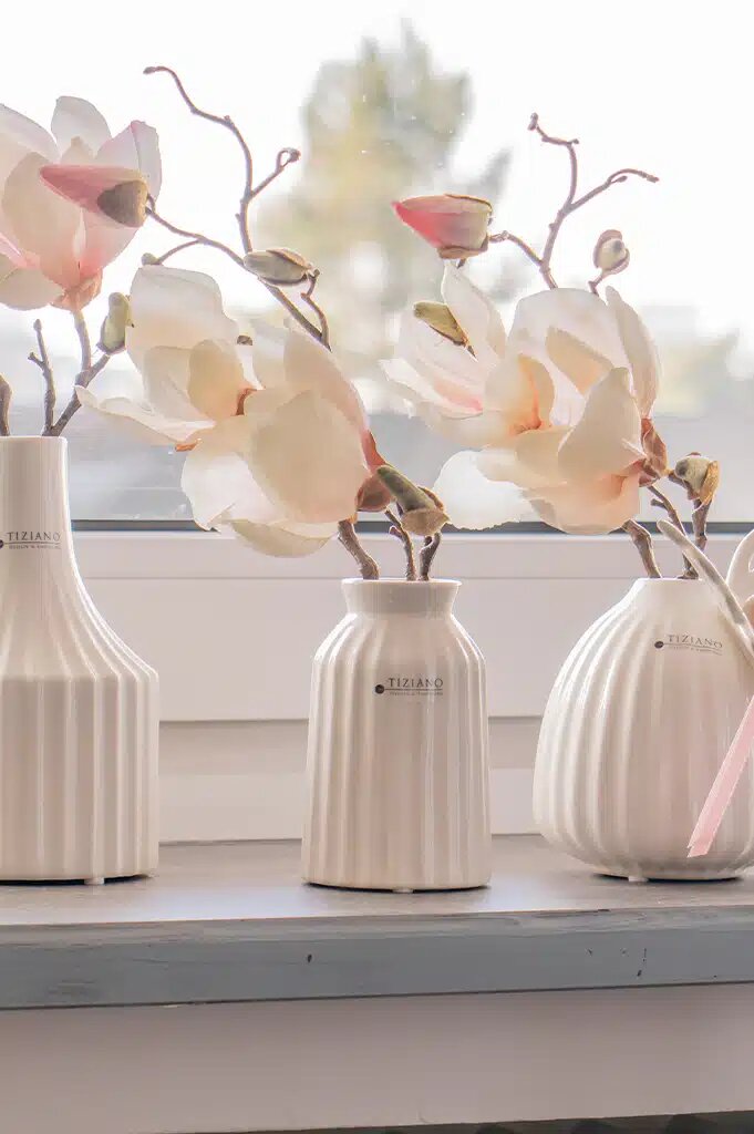 Vase Nylan schlank cremeweiß Keramik 12cm