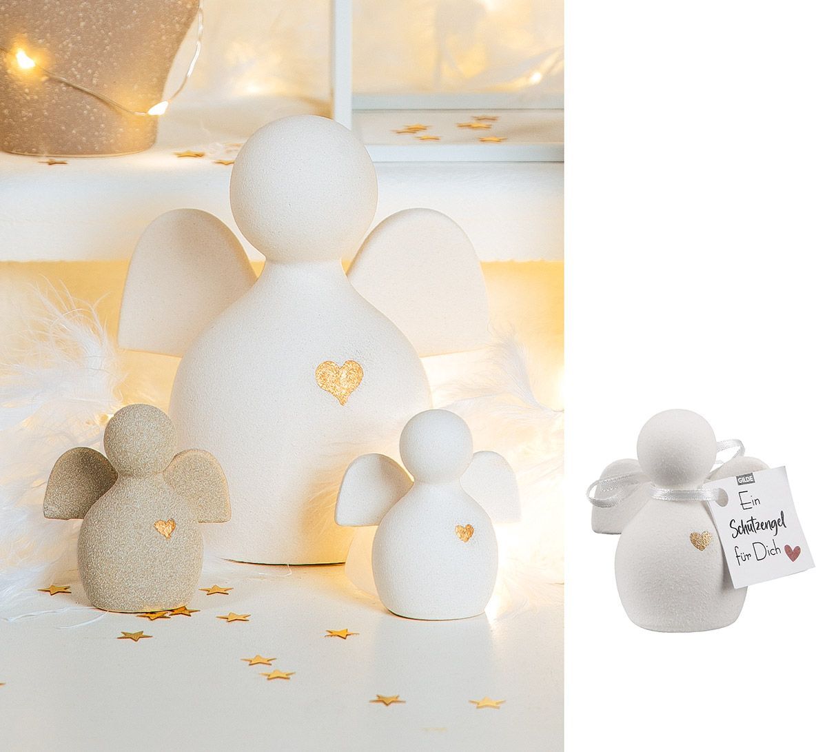 Figur Engel Heart 6cm Botschaft Schutzengel weiß Figur Engel Heart 6cm Botschaft Schutzengel weiß