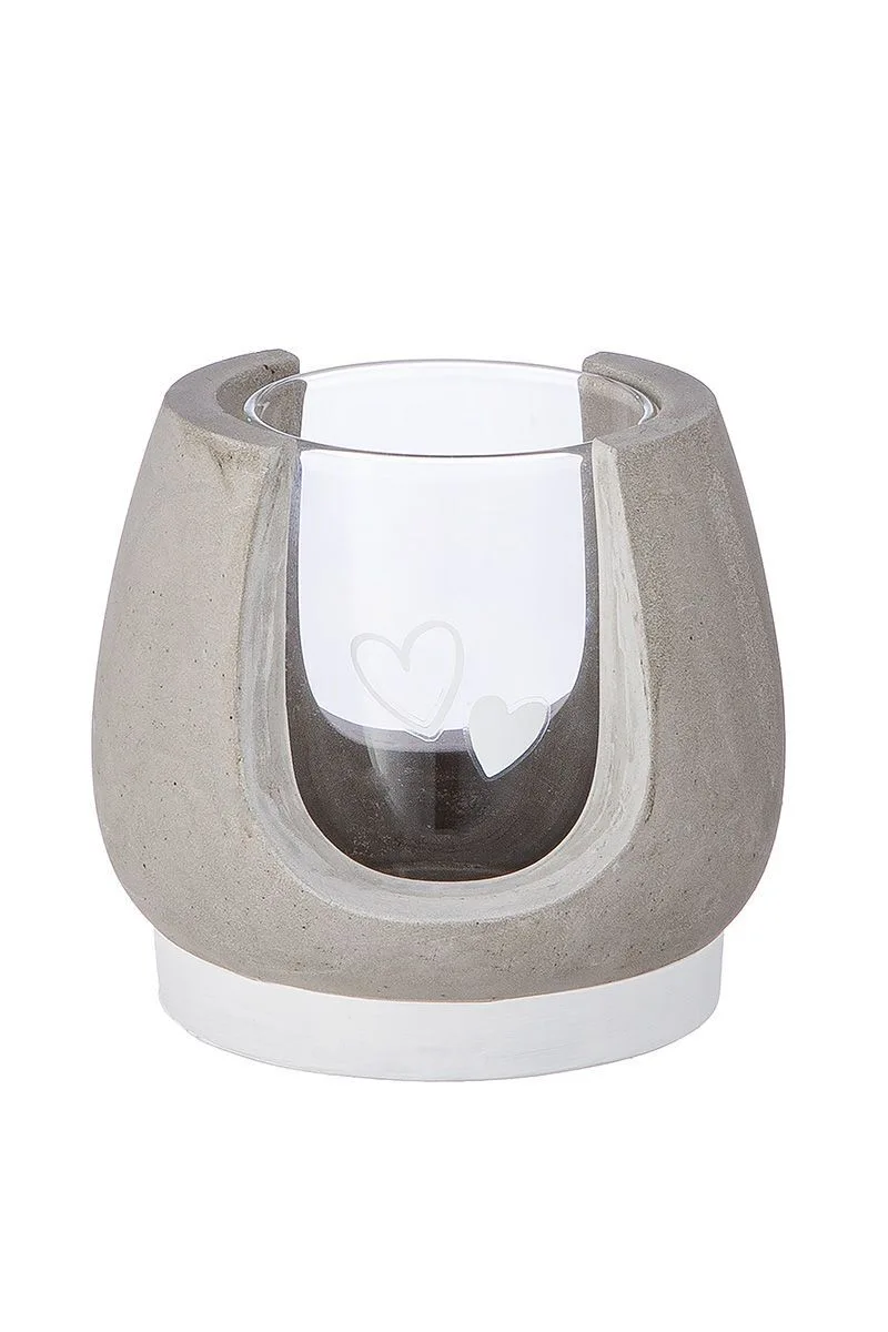 Zement Windlicht Hearts bauchig Töpferei, Krug, Glas, Vase