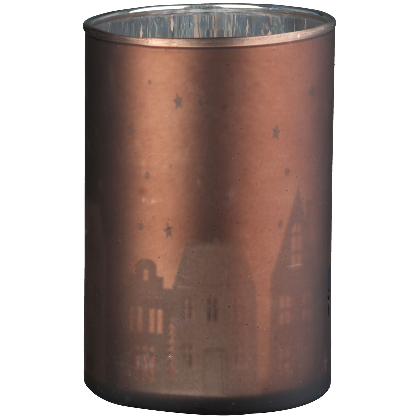 Windlicht Stadtlichter braun 12cm Zylinder