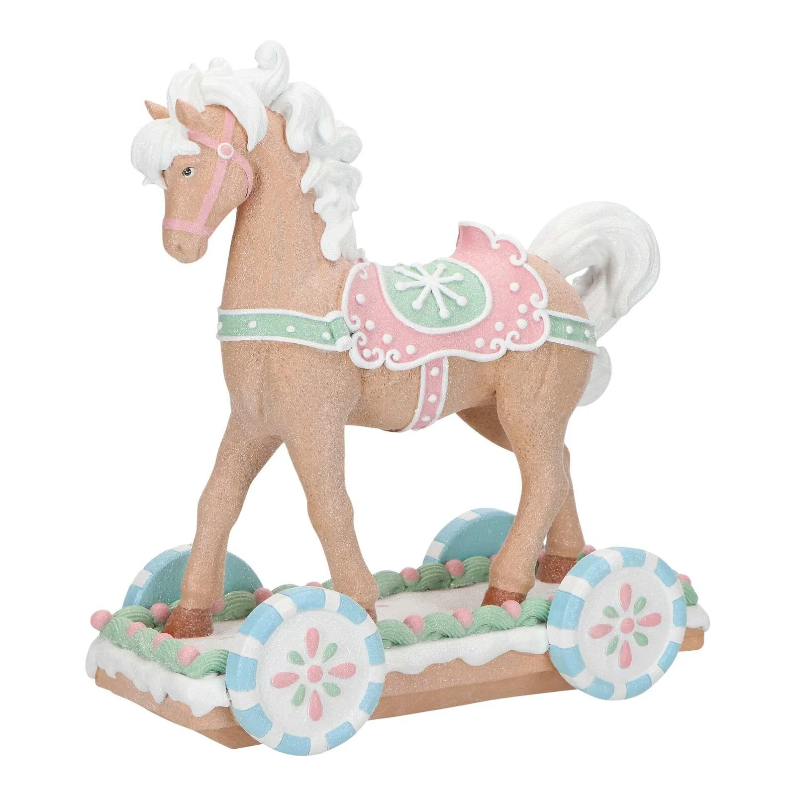 Lebkuchenpferd auf Anhänger 38cm Figur