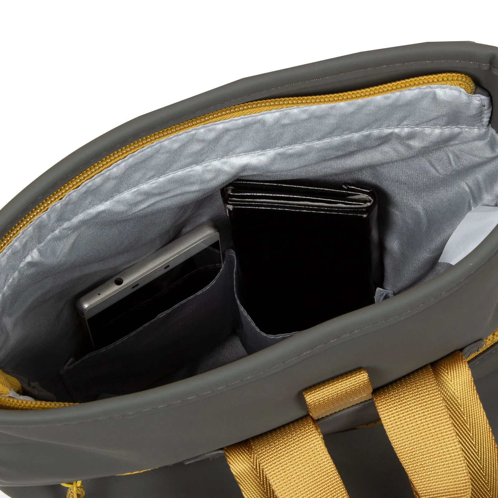 4CJMTXFw Tim - Los Angeles Rolltop Mini Rucksack anthrazit/ocker