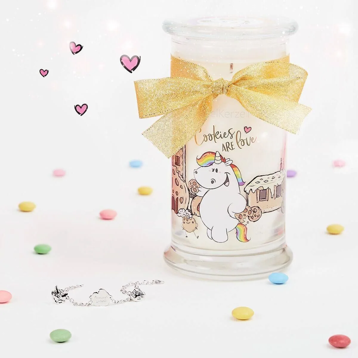Duftkerze-mit-Charm-Armband-pummeleinhorn-juwelkerze-3 Pummeleinhorn Cookies are Love (Armband) 380g