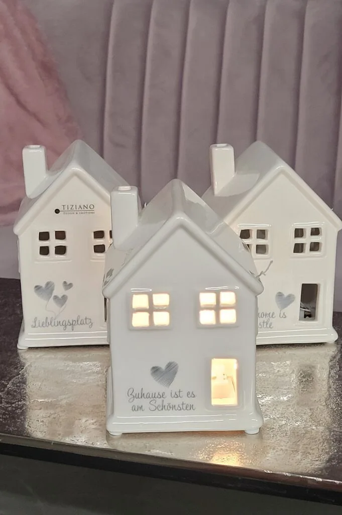 Porofino-mit-Schrift Haus Portofino 12cm Zuhause LED creme