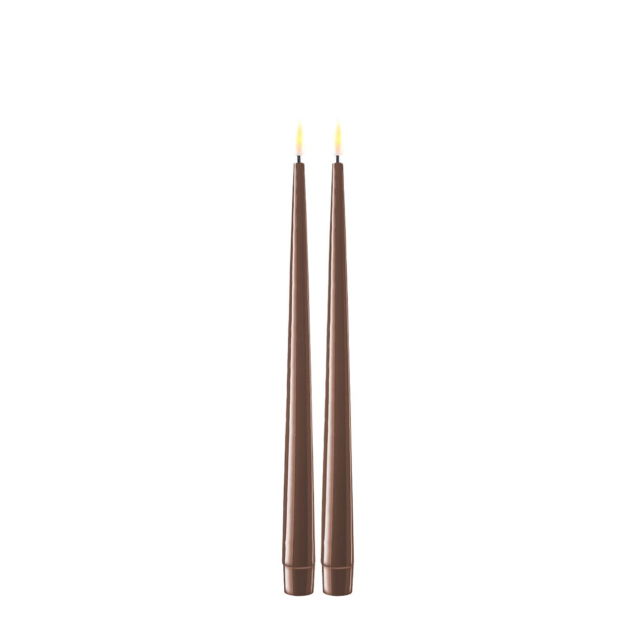 Stabkerze mit Lack LED 28 cm mokka 2 Stück