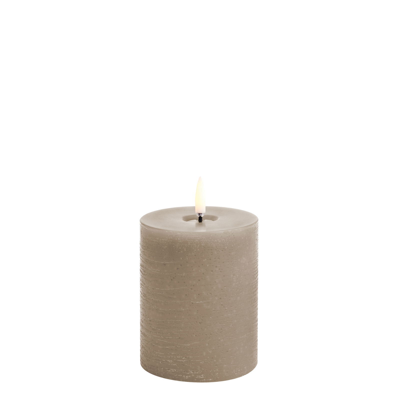 Uyuni LED Stumpenkerze 7,8x10cm melted rustic sandstone
