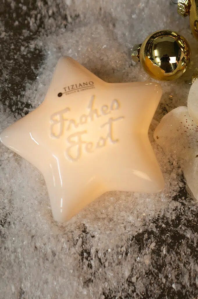 Stern Lazio 12cm LED cremeweiß Frohes Fest