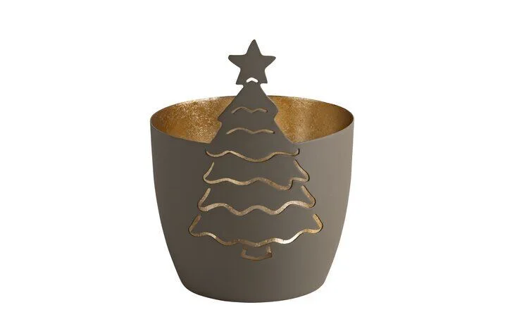 Madras Windlicht Weihnachtsbaum flanell/gold Krug, Töpferei, Bronze