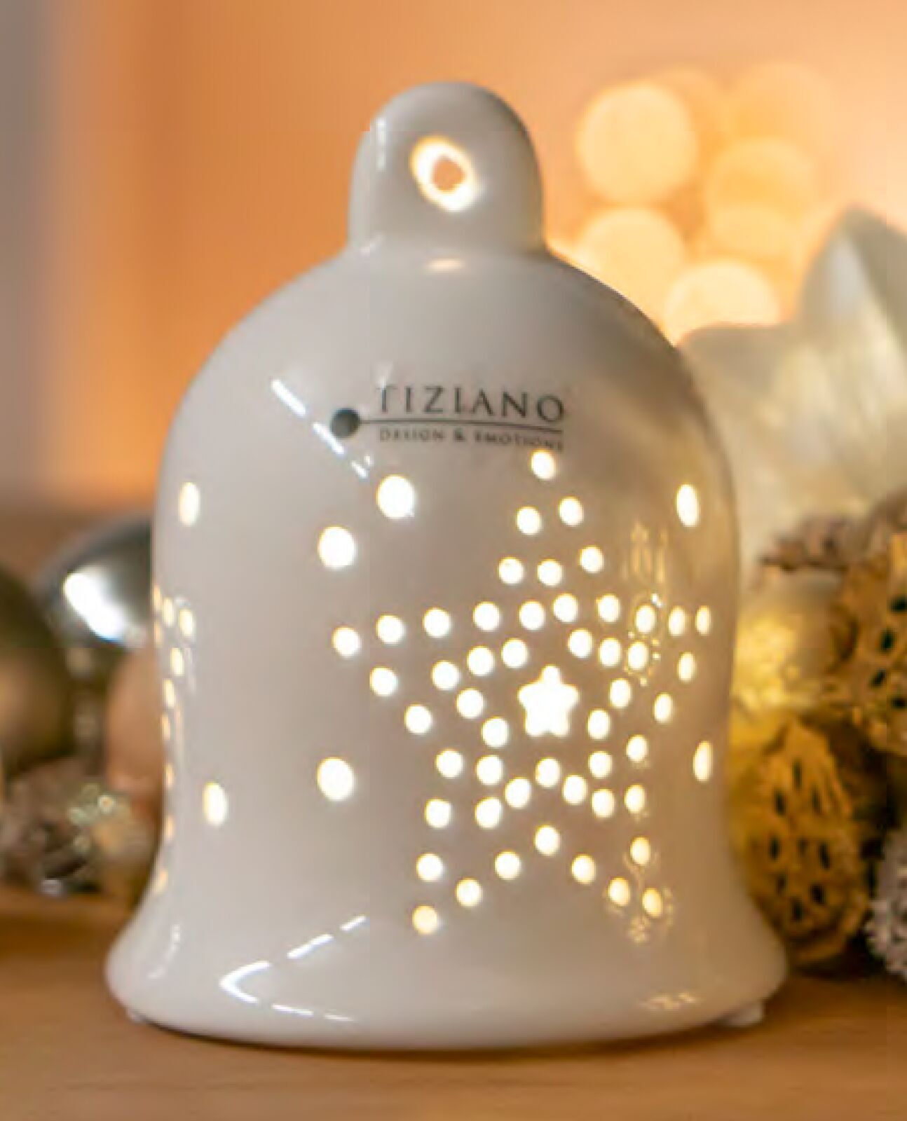 gloria1 Glocke Gloria mit Sternen 10cm LED cremeweiß