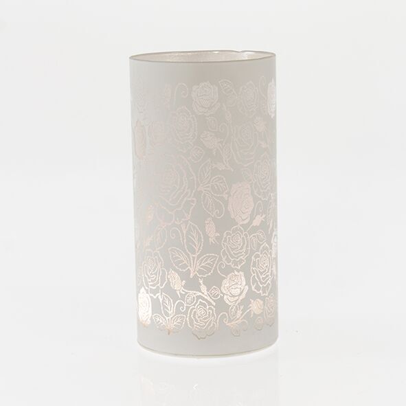 736926rose Lichtsäule LED Rosendesign weiß 20cm