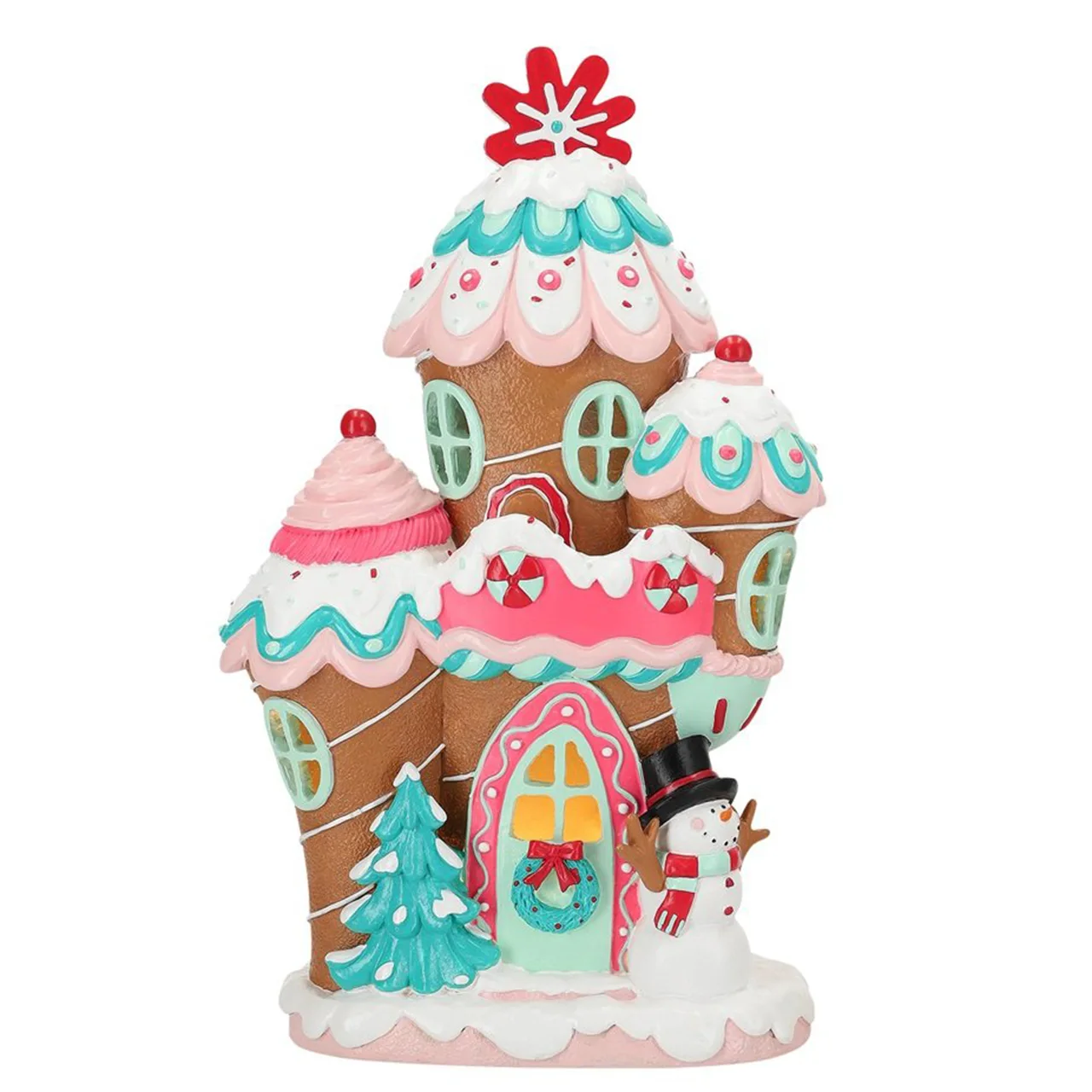 Gingerbread House Snowman LED 42cm