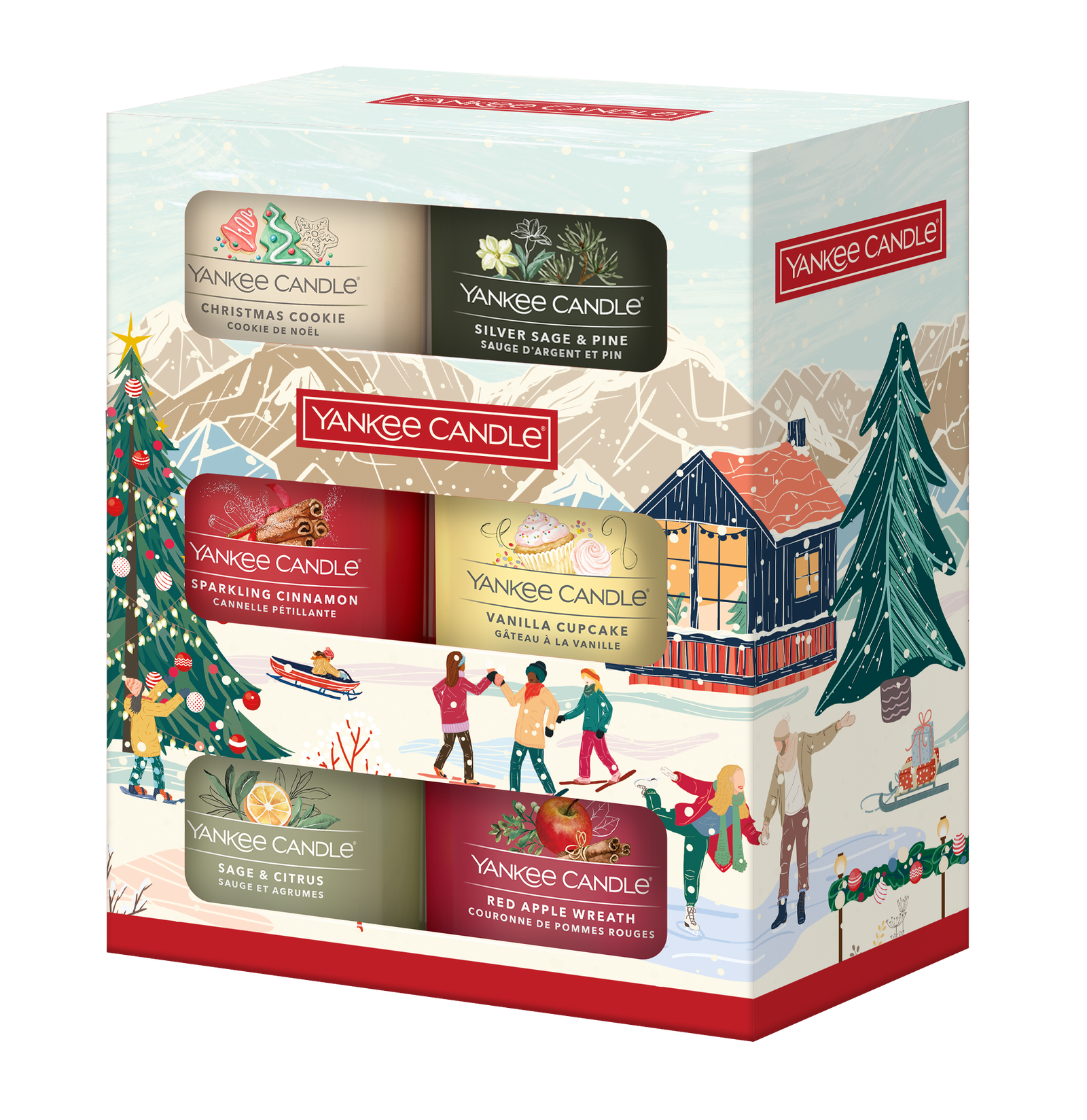 6 Glasvotivkerzen à 37g Geschenkset Christmas Classics