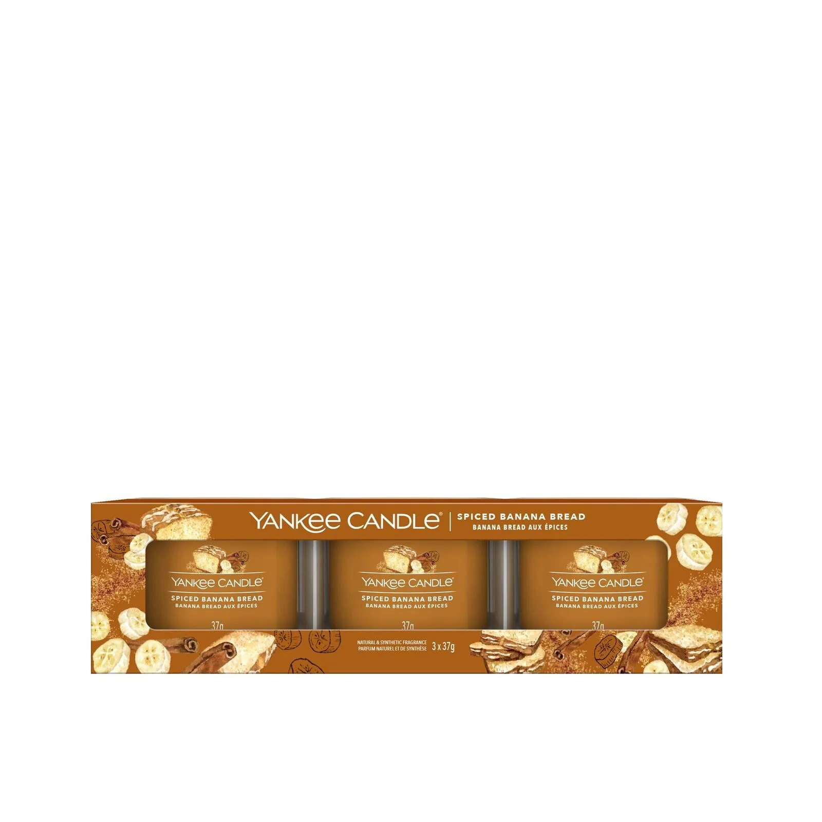 Signature-Filled-Votive_3-Pack_Spiced-Banana-Bread1 Spiced Banana Bread 37g Glasvotivkerze 3er Pack