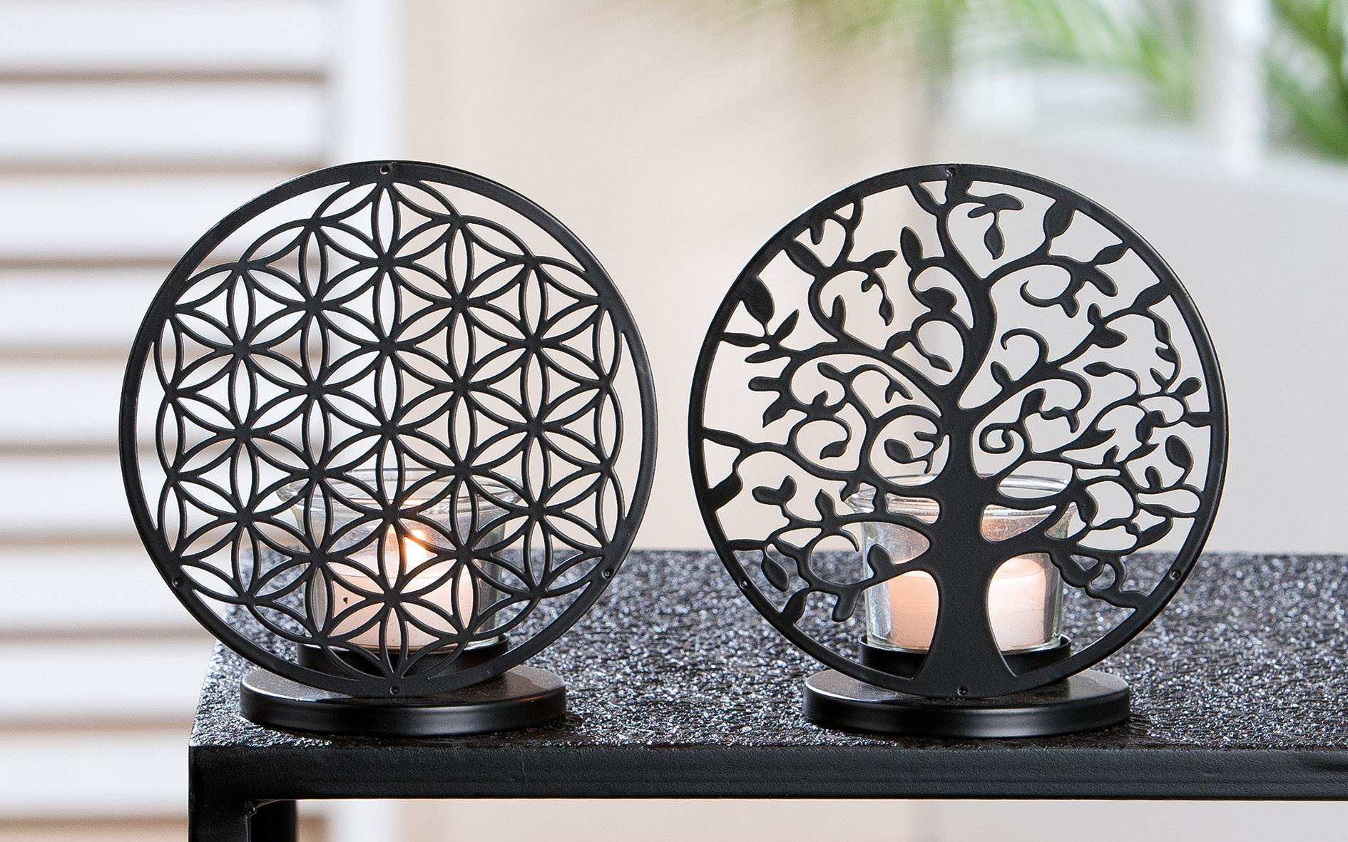 Teelichthalter Set Lebensbaum & Blume