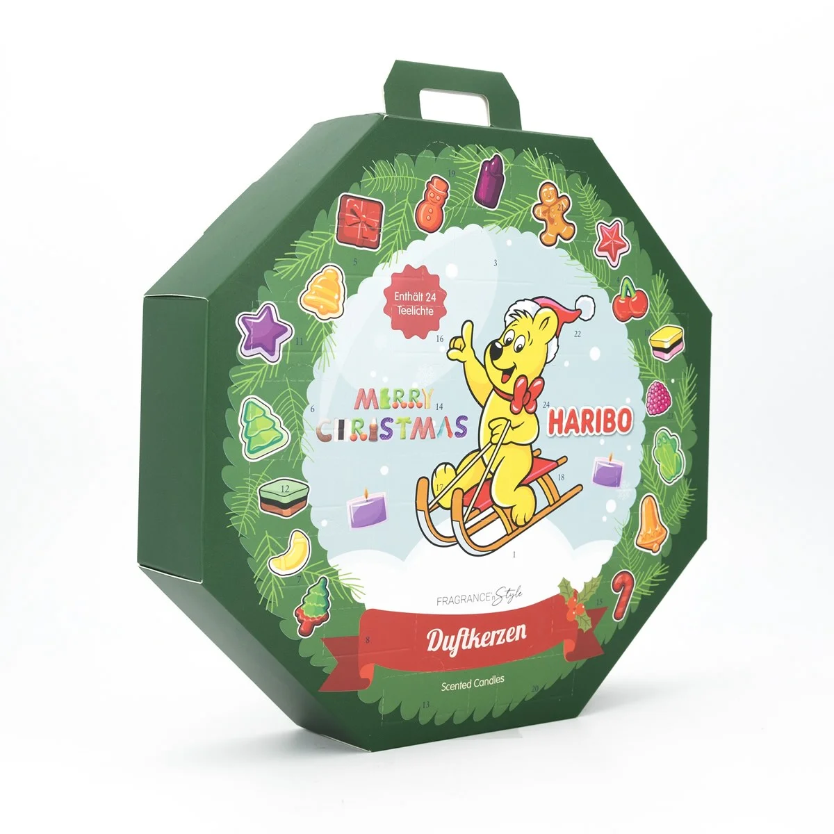 Haribo™ Adventskalender 2025 mit 24 Teelichtern Haribo™ Adventskalender 2025 mit 24 Teelichtern