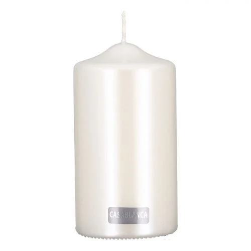 Stumpenkerze Metallic weiß 15cm Kerze, Flasche, Shaker