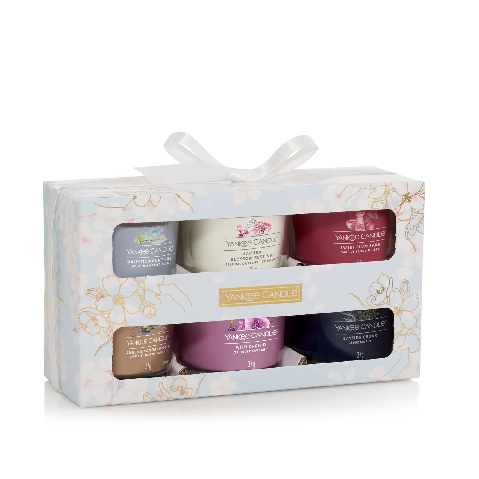 Filled-Votive-Giftset-x-6_Light-Blue 6 Glasvotivkerzen à 37g Geschenkset Sakura Blossom Festival