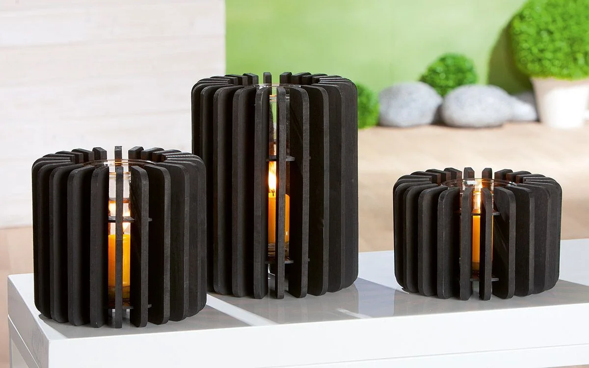 Windlicht Venta Holz schwarz 18cm Windlicht Venta Holz schwarz 18cm