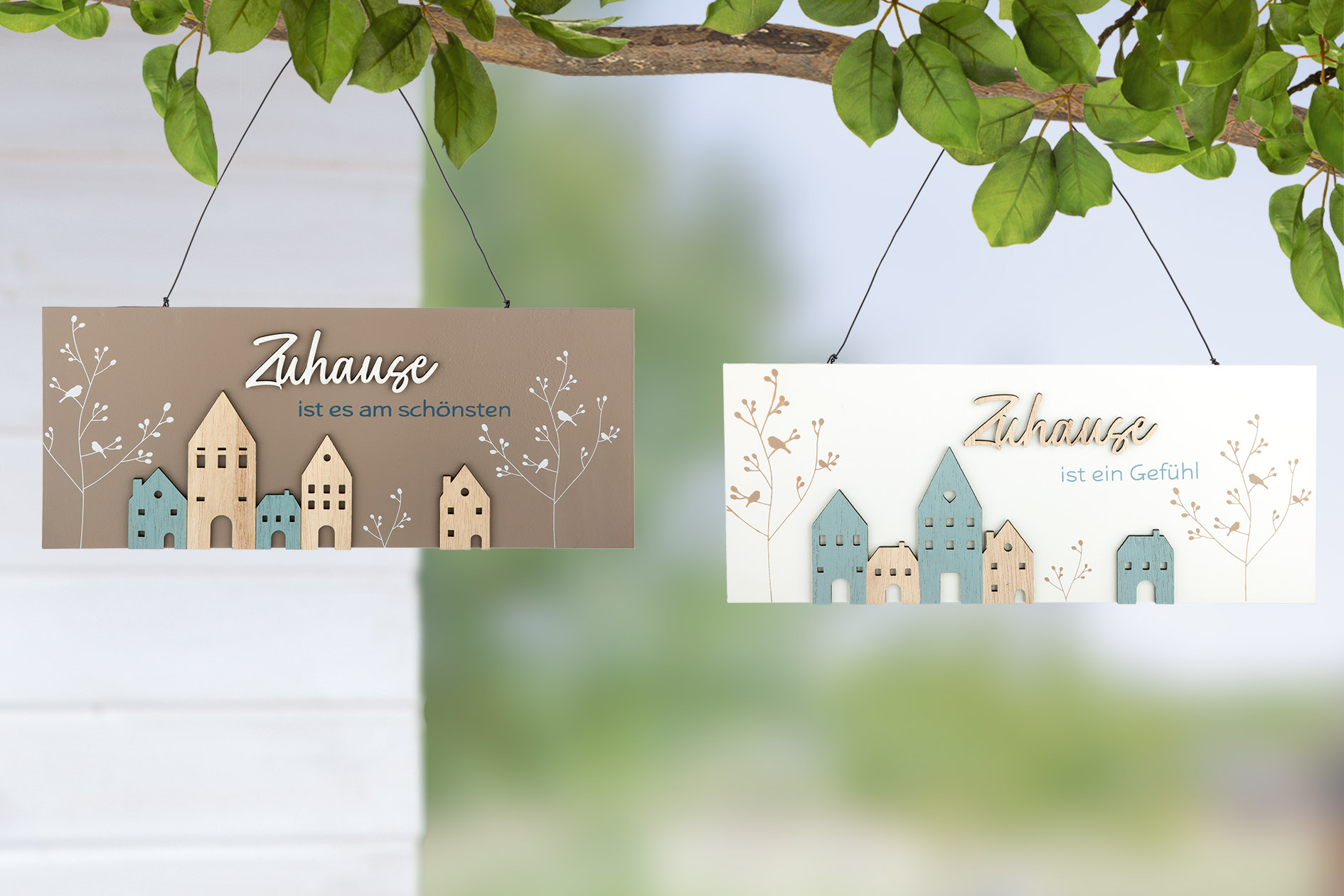 Deko Schild Zuhause braun