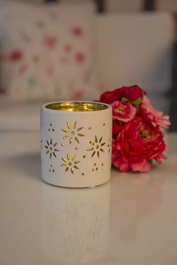 Florana-gruen Tischlicht Florana 7cm creme/grün