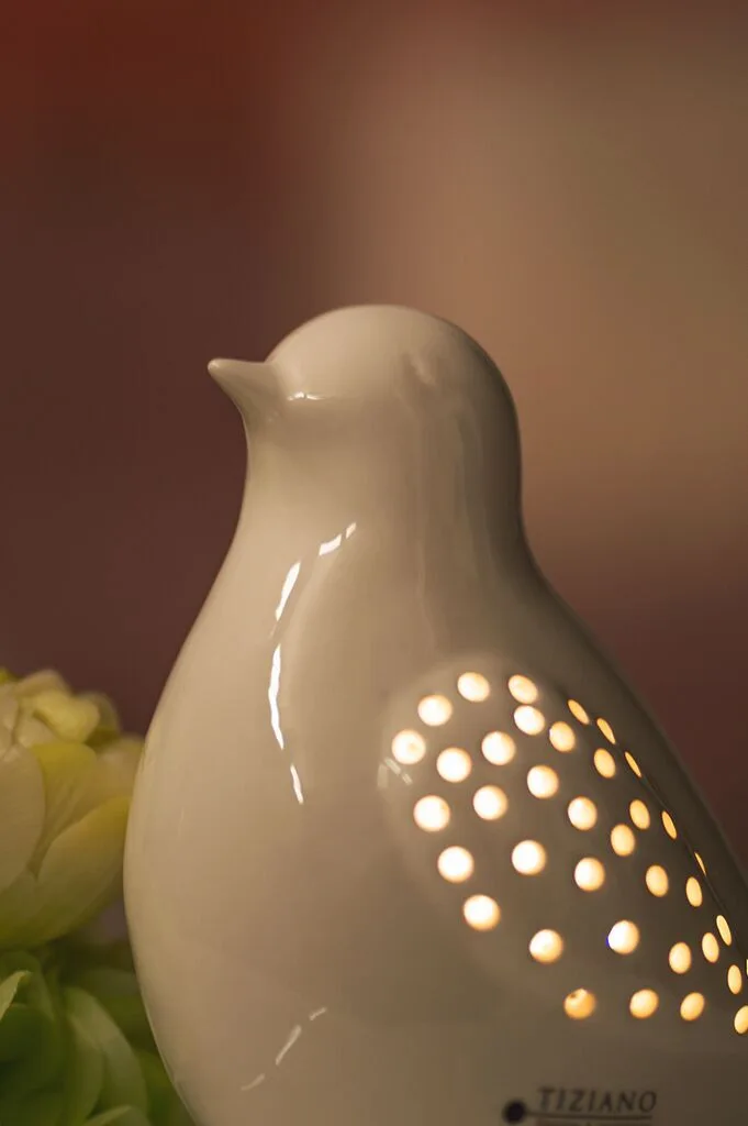 carlotta-weiss-creme-LED-licht2 Vogel Carlotta 15cm LED creme