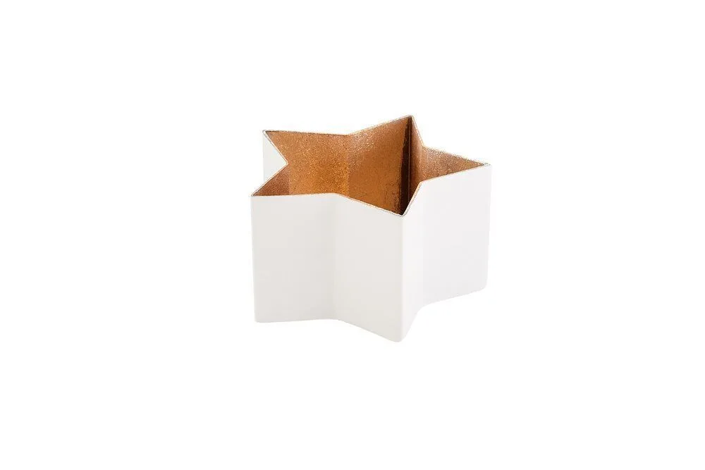 10103001 Madras Windlicht Stern S weiß/nudegold