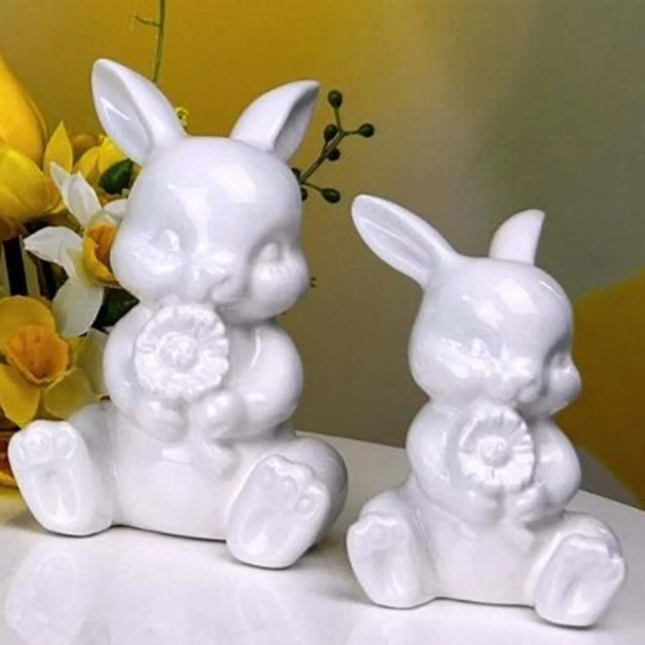 Hase Finja sitzend 9cm cremeweiß Kunst, Porzellan, Töpferei, Figur, Spielzeug