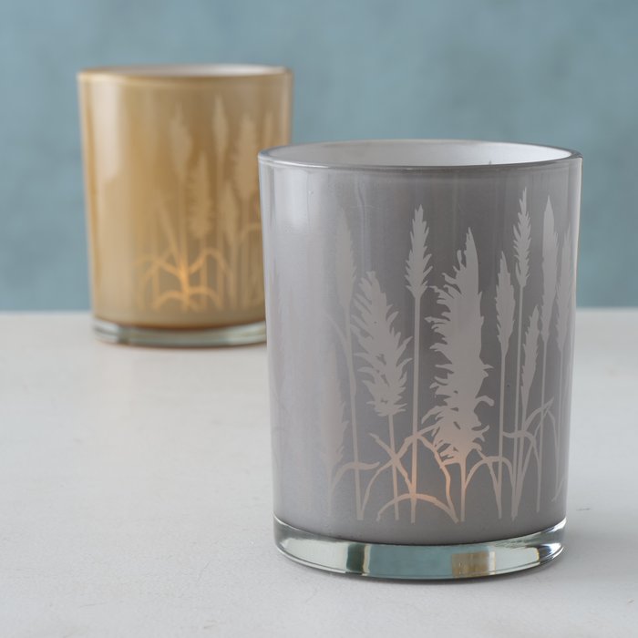 Windlicht Pampas grau 12cm