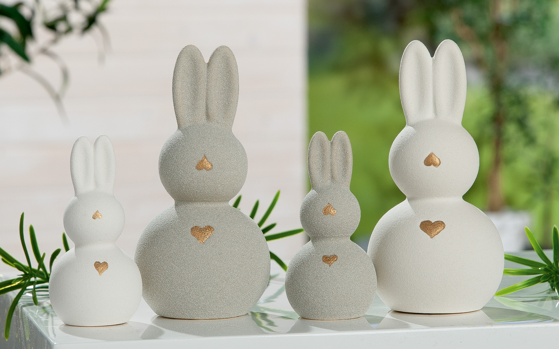 Dekofigur Hase Liebre Keramik grau 9cm