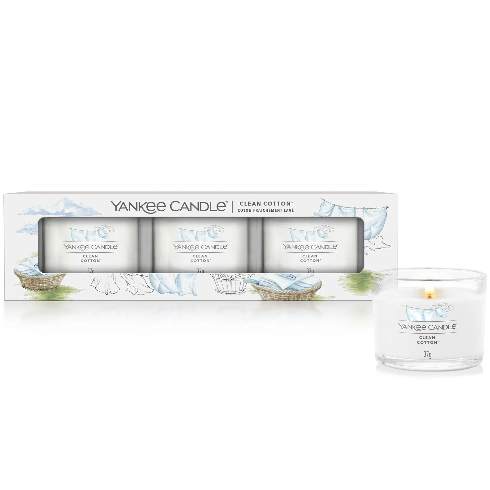 yankee_candle_filled_votive_1701402E_01 Clean Cotton 37g Glasvotivkerze 3er Pack