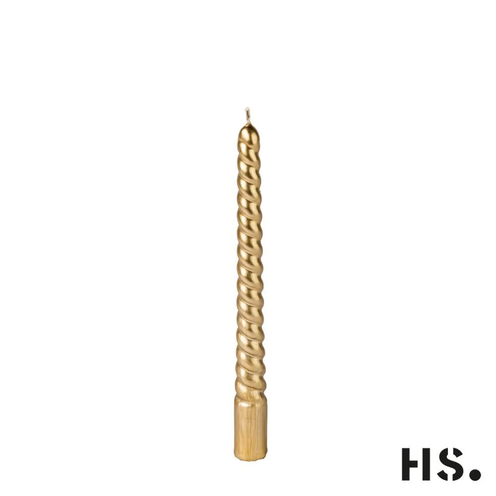 6vO-valc Dinner Candle Swirl gold 4 Stück