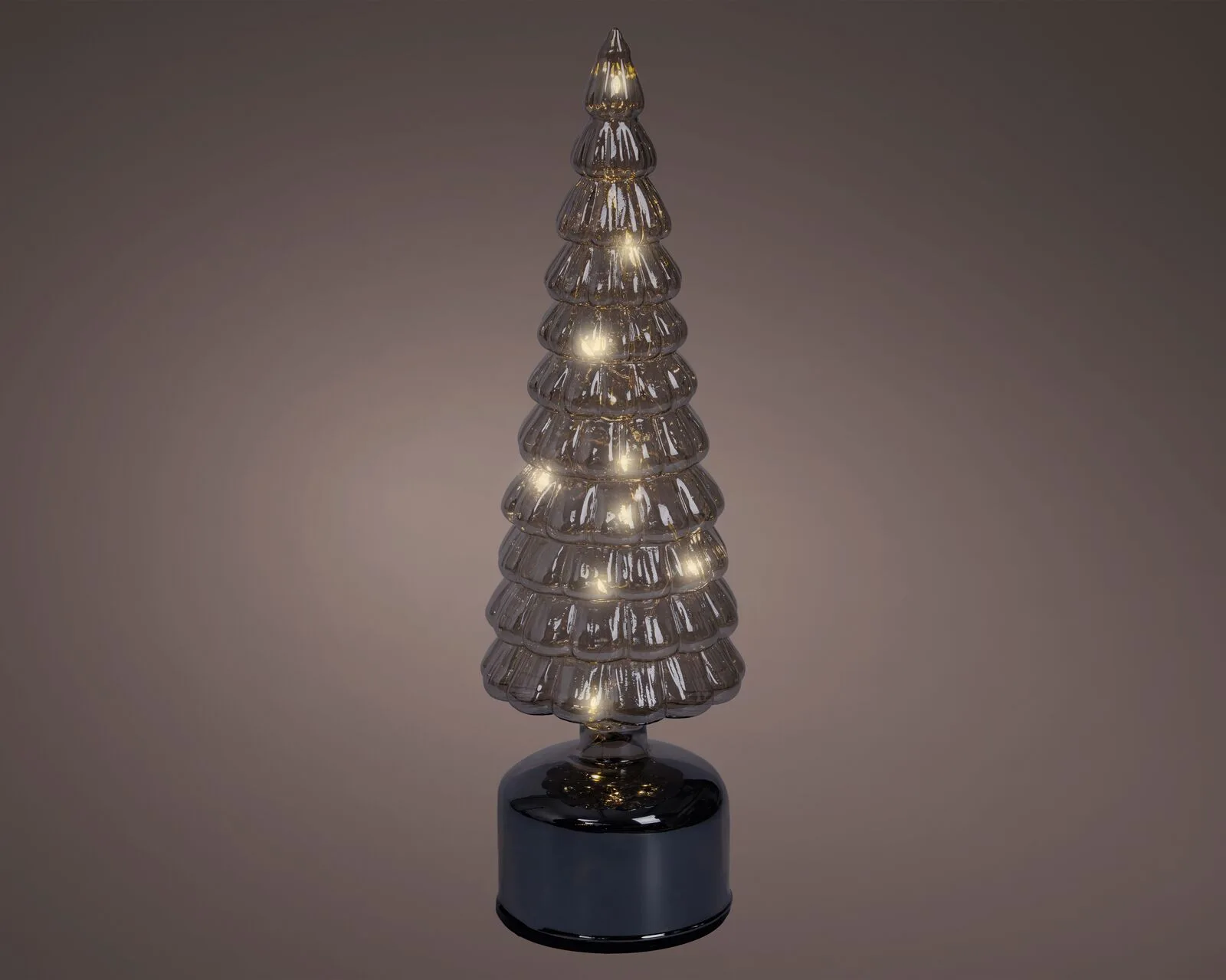Dekoobjekt Weihnachtsbaum Glas LED 37cm Grau Lampe