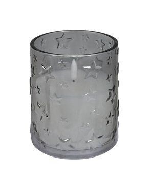 126502_g LED Kerze Arges Sterne Grau 10x12,5cm