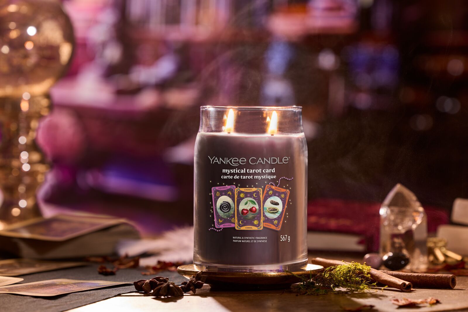 Mystical Tarot Card Signature Large Jar 567g 2-Docht Glas, Zinn, Tasse