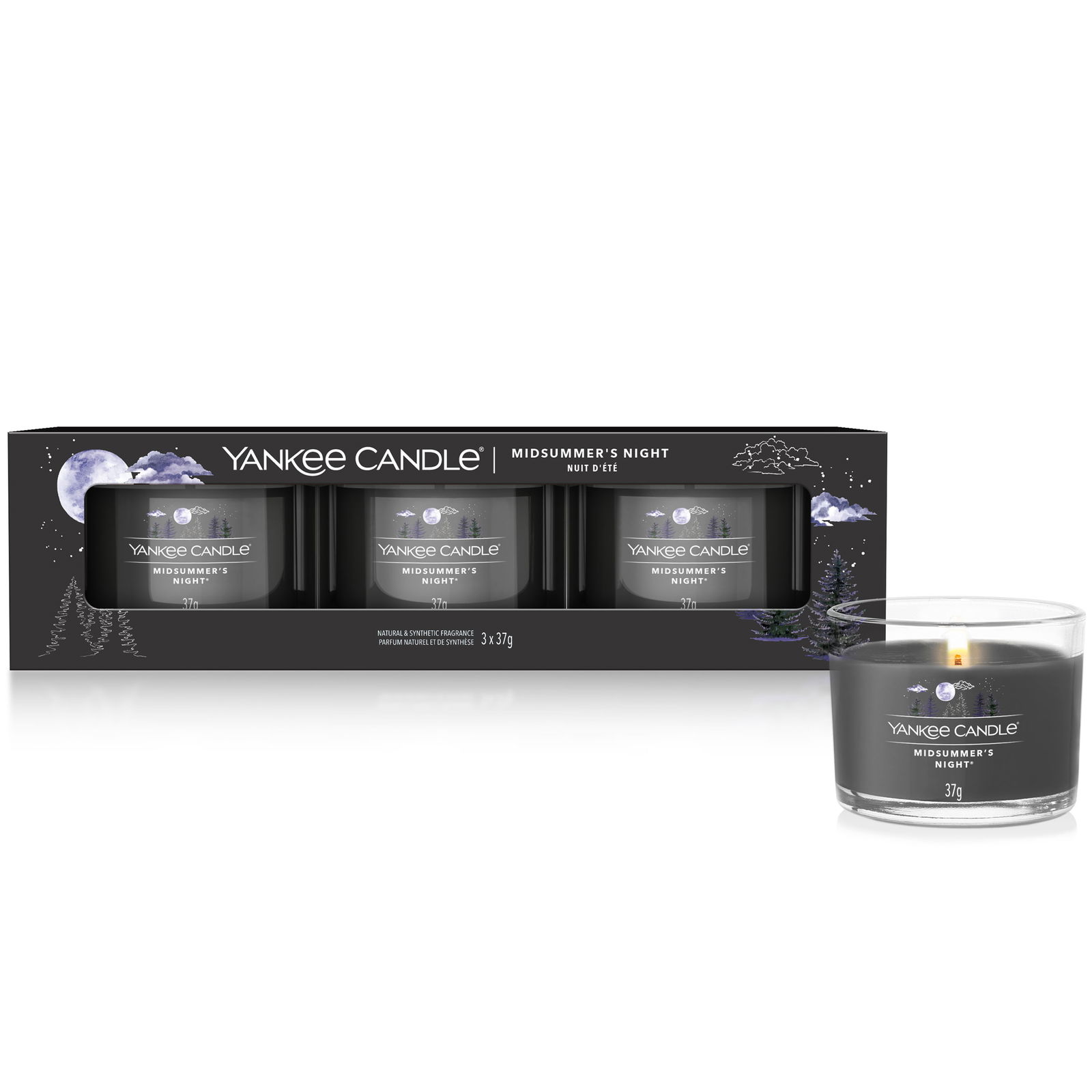 Midsummers Night 37g Glasvotivkerze 3er Pack