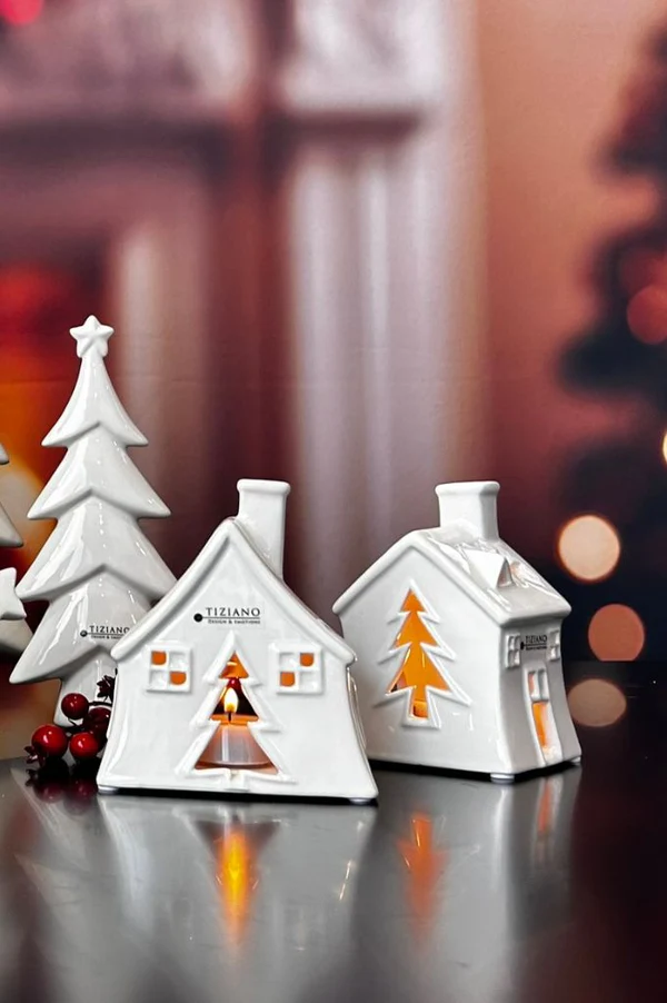 Teelichthaus Oliveto breit cremeweiß Teelichthaus Oliveto breit cremeweiß