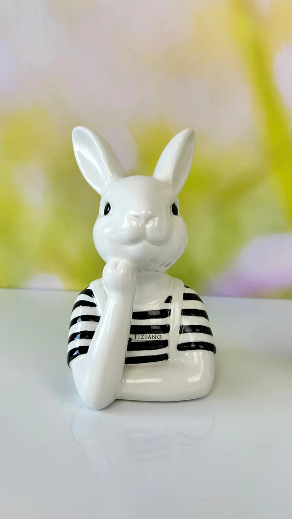 Büste Hase Enzo 20cm schwarz creme