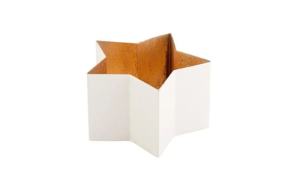 10104001 Madras Windlicht Stern M weiß/nudegold