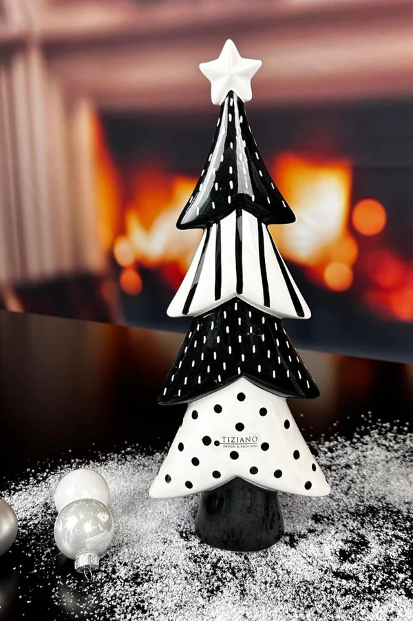 Deko Baum Medora 32cm schwarz/cremeweiß Deko Baum Medora 32cm schwarz/cremeweiß