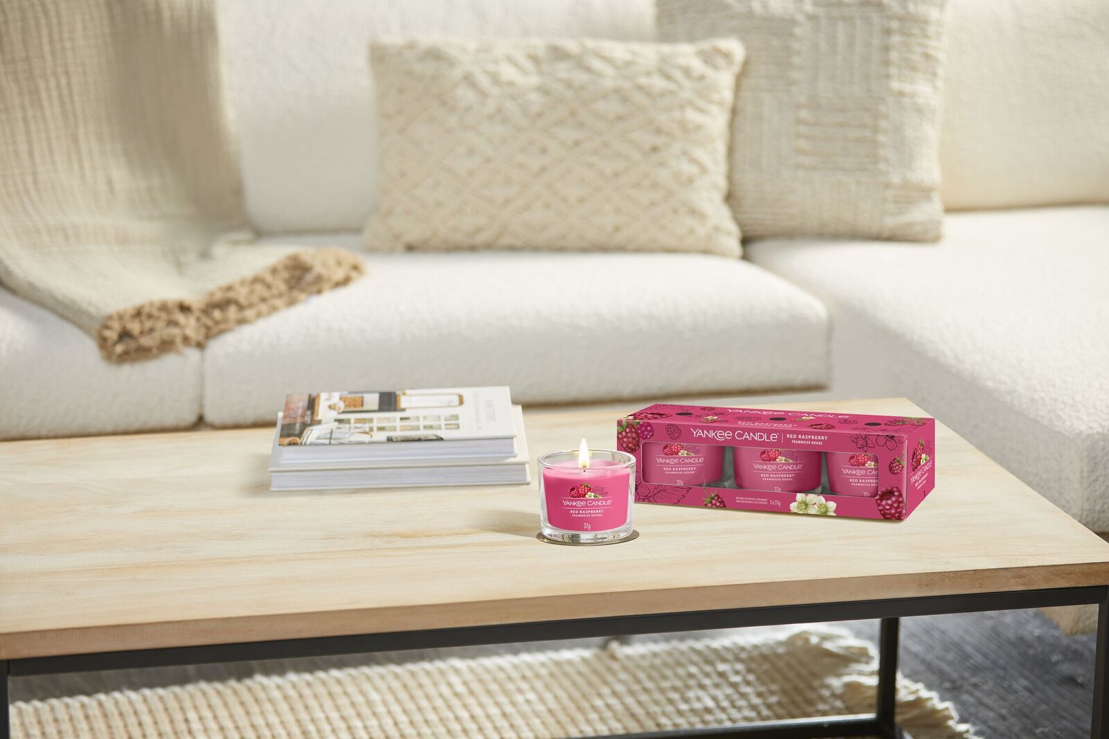 filled-votives_Set-2_Red-Raspberry Red Raspberry 37g Glasvotivkerze 3er Pack