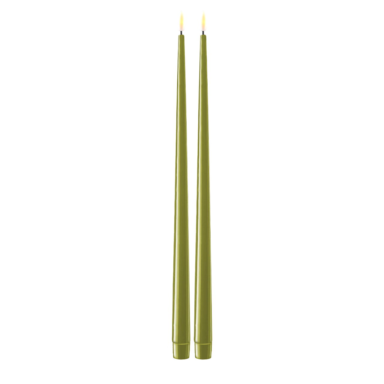 Stabkerze mit Lack LED 38 cm oliv 2 Stück