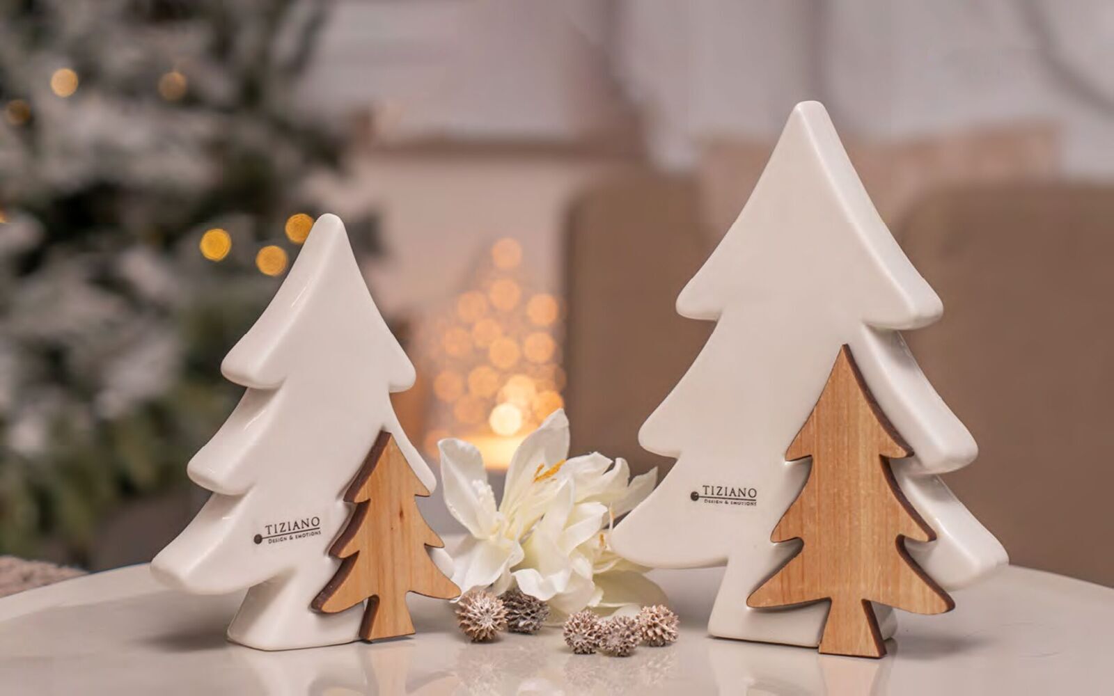 sannio1 Baum Sannio mit Holz 20cm cremeweiß