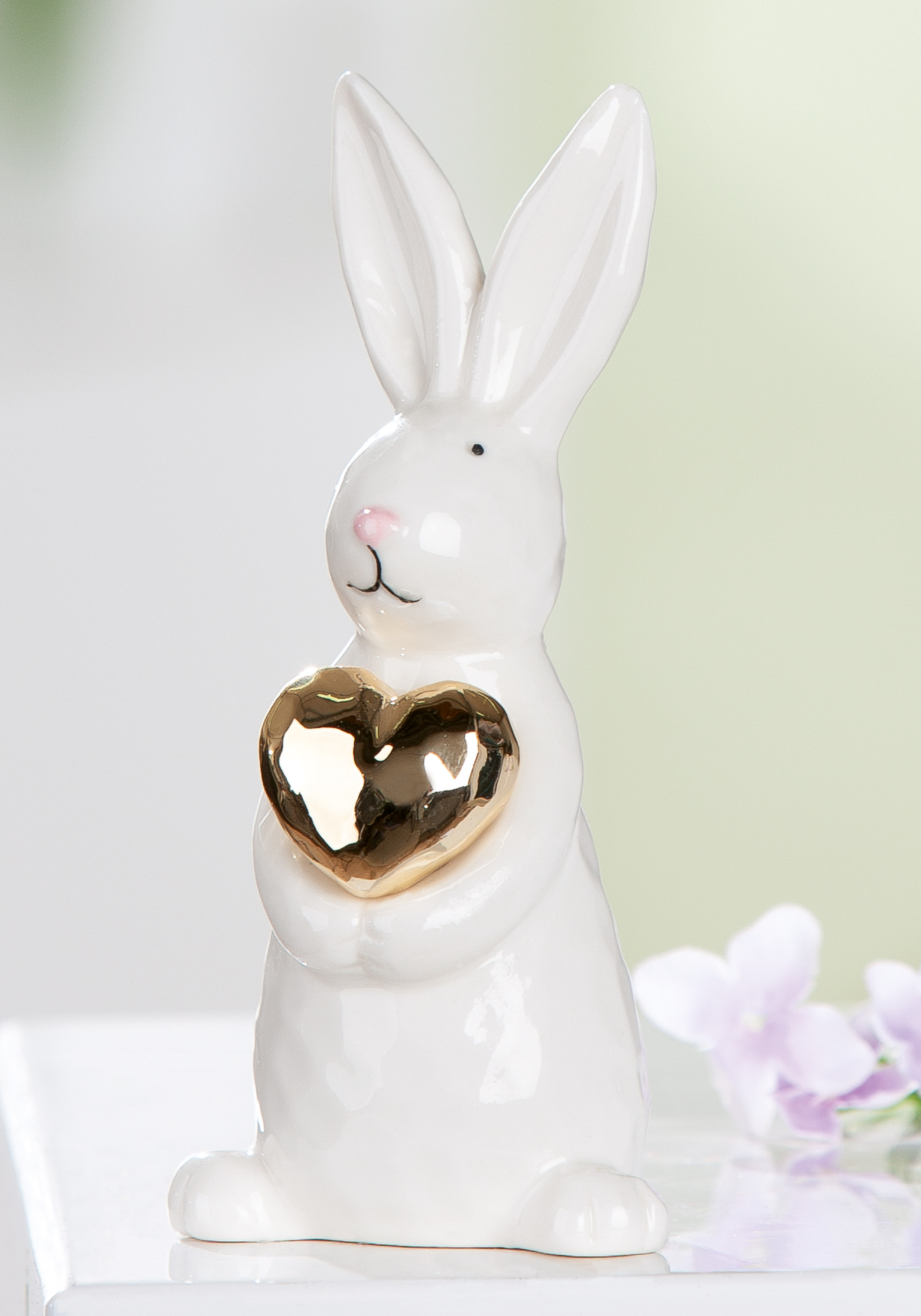 Dekofigur Hase Hoppy Keramik weiß 12,5cm