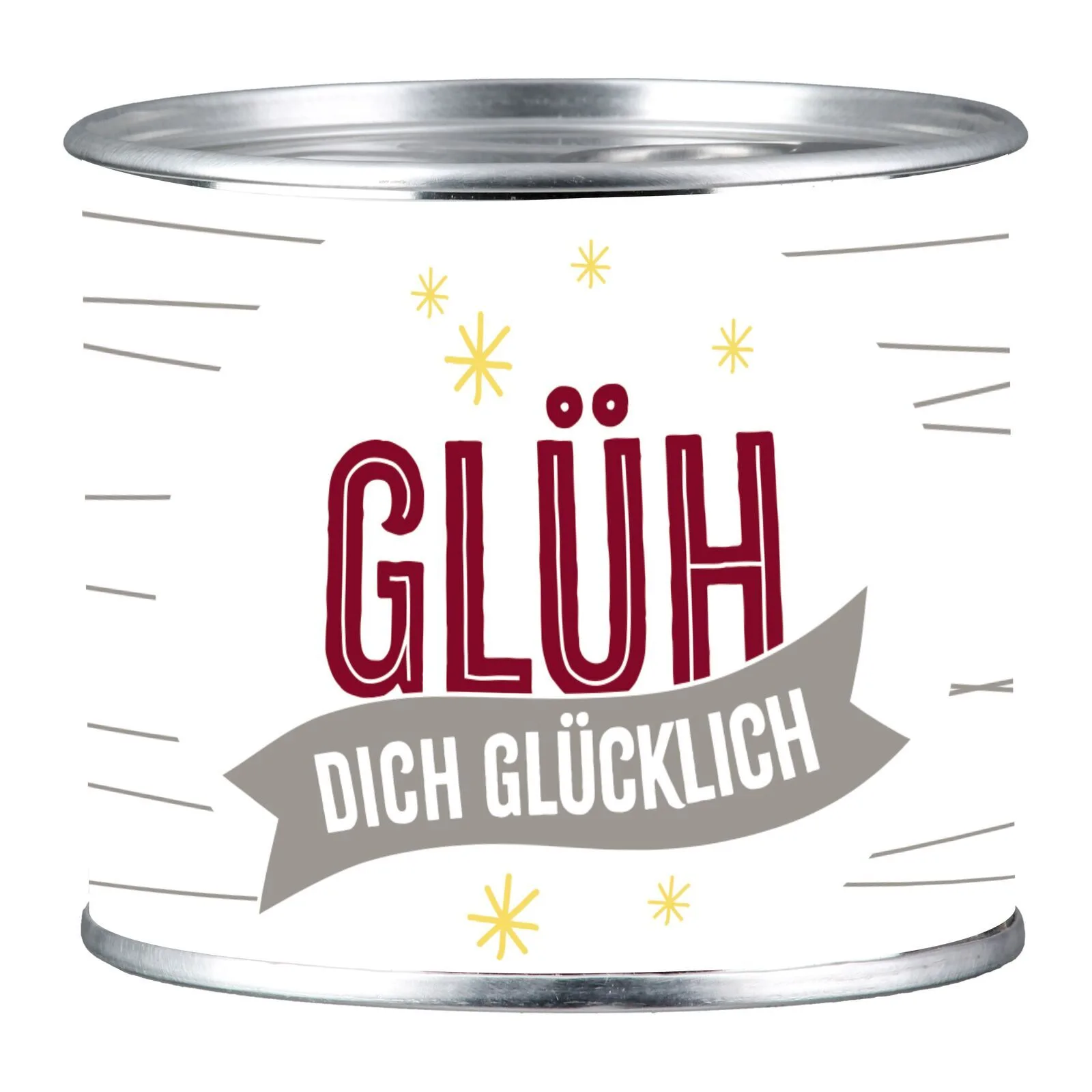 Kerzendose "Glühwein" - Glüh dich glücklich Zinn, Aluminium, Kann, Konserven, Lebensmittel